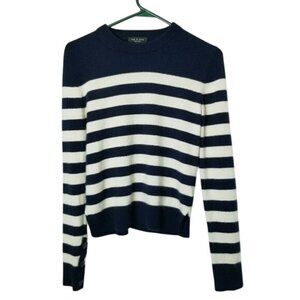 Rag & Bone Womens Striped 100% Cashmere Sweater XS Navy & White Nautical Basics‎